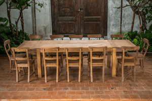 Ausziehtisch Teakholz Set 200 + 12 Stühle