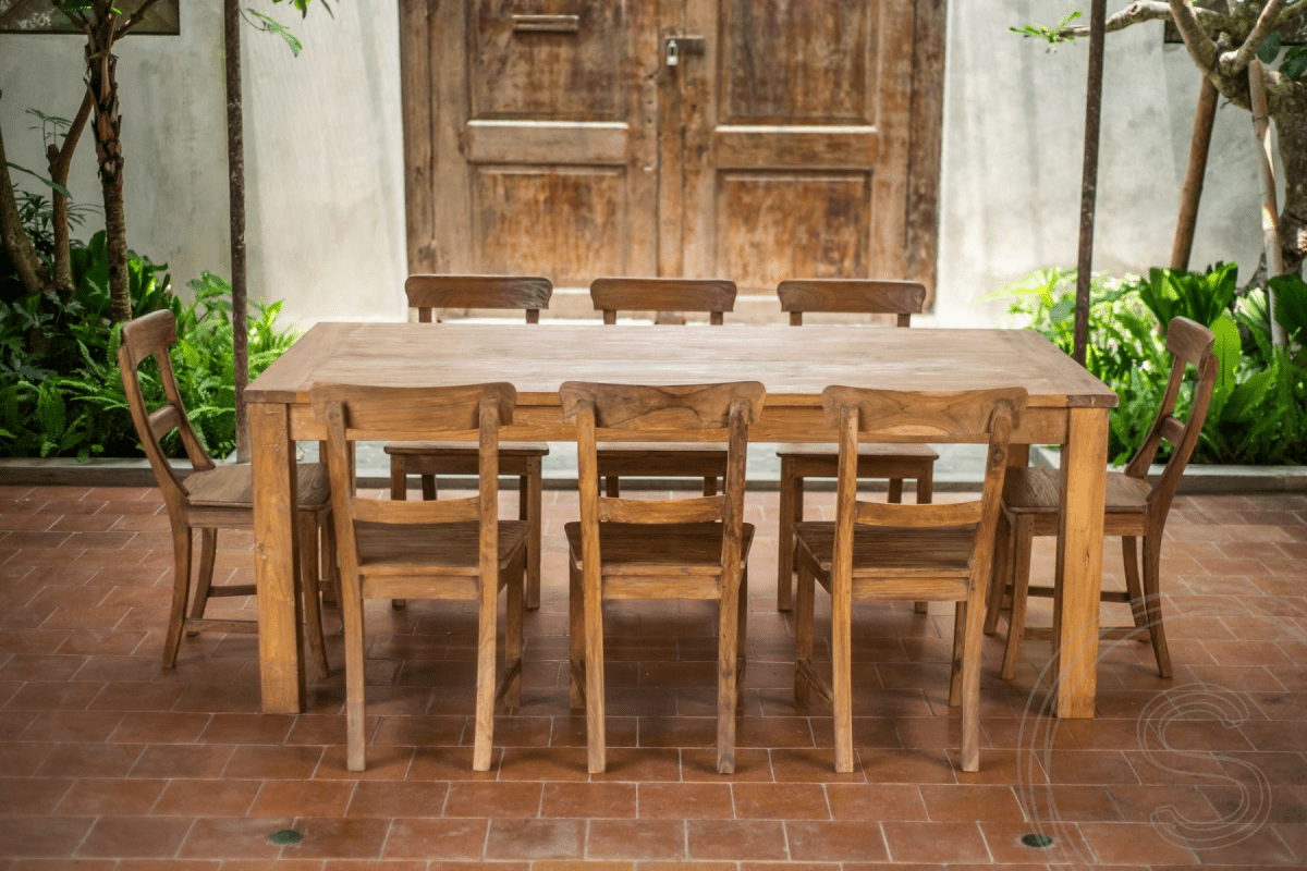 Ausziehtisch Teakholz Set 200 + 12 Stühle