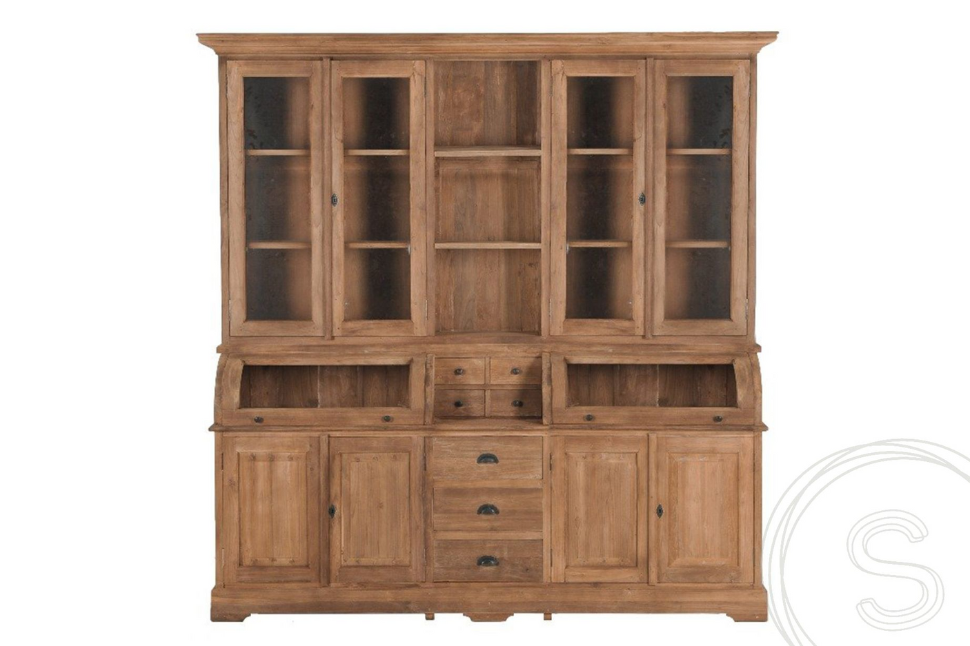 Teakholz Vitrinenschrank 210cm