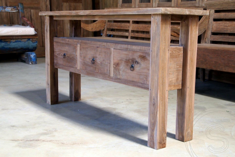 Teak Wandtisch 150cm Rustikal