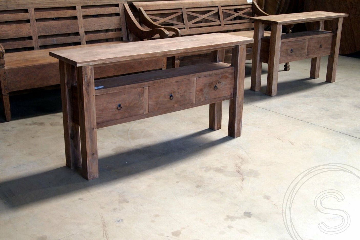 Teak Wandtisch 150cm Rustikal