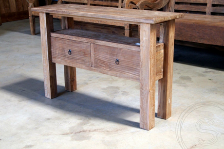 Teak Wandtisch 120cm Rustikal