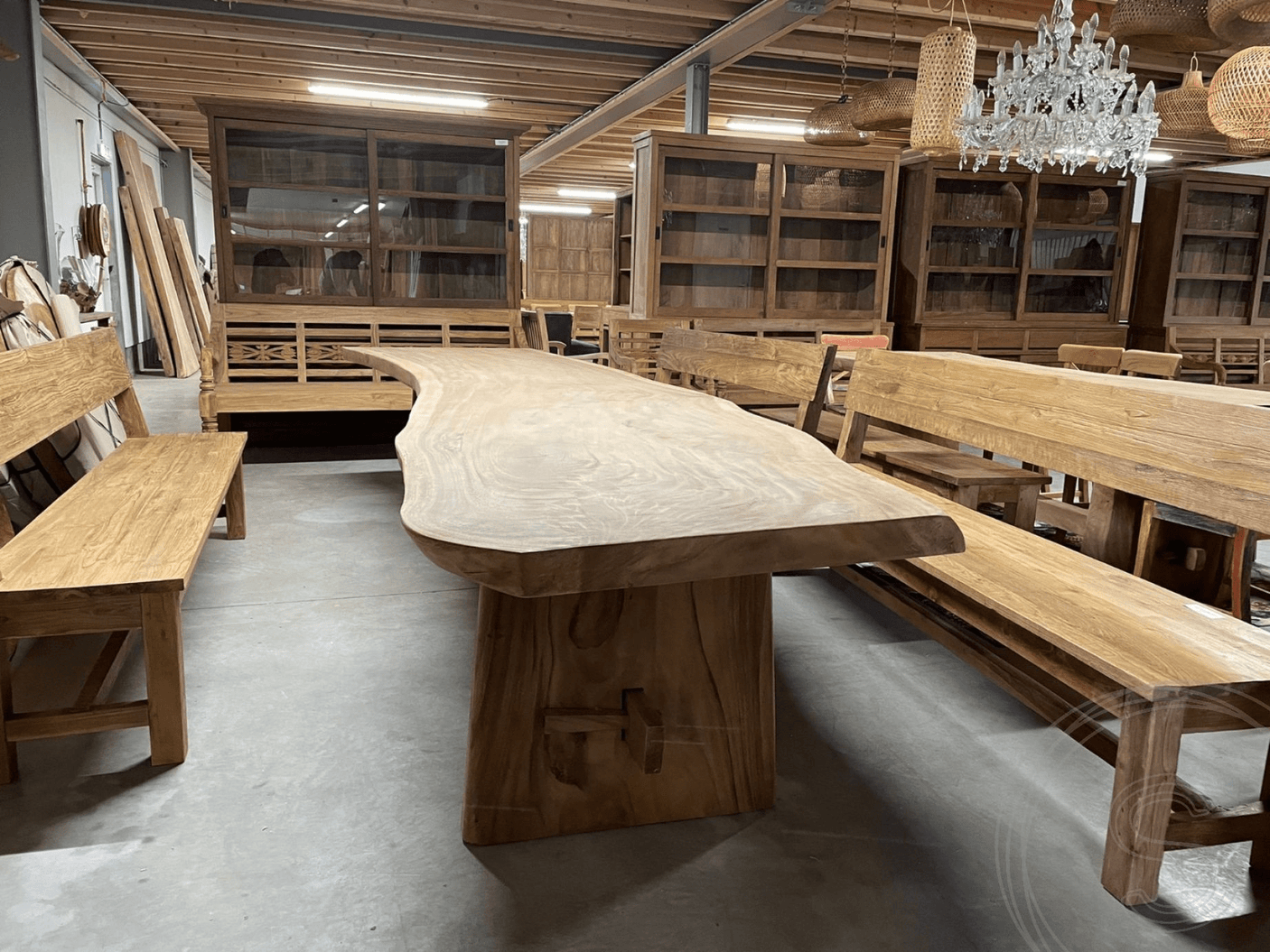 Teak Baumstammtisch Suar 4 Meter