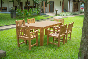 Teak Gartentisch 200 x 90 + 6 Gartenstühle Elephant