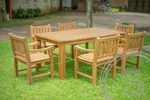 Teak Gartentisch 200 x 90 + 6 Gartenstühle Elephant