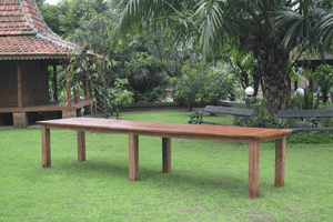 Teak Gartentisch 400x100cm + 7 Beaufort Stühle + 2 Bänke

