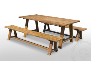 Teak Gartentisch Java 200 x 100 + 2 Teak Gartenbänke Java 200
