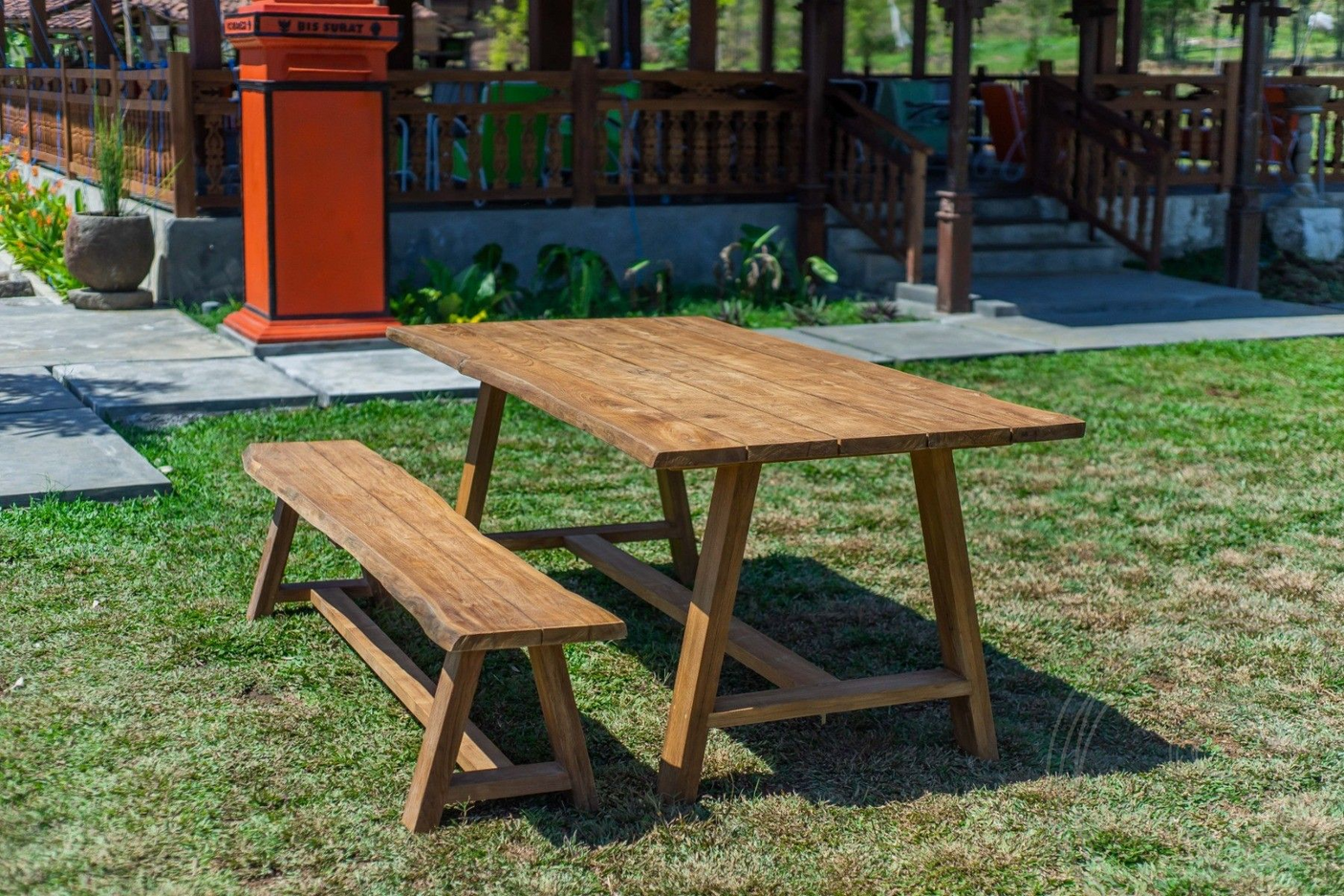 Teak Gartentisch Java 200 x 100 + Teak Gartenbank Java 200
