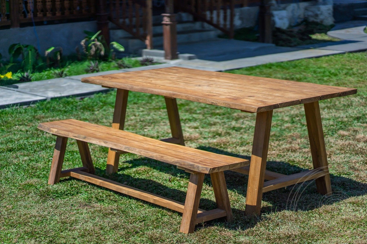 Teak Gartentisch Java 200 x 100 + Teak Gartenbank Java 200
