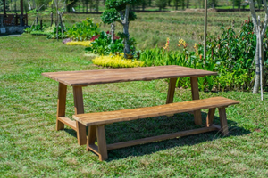 Teak Gartentisch Java 220 x 100 + Teak Gartenbank Java 220
