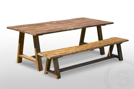 Teak Gartentisch Java 220 x 100 + Teak Gartenbank Java 220
