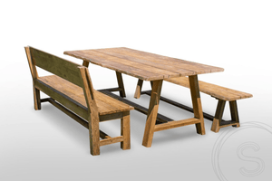 Teak Gartentisch Java 220 x 100 + Teak Gartenbank Java 220 + Teakholz Bank 200 Sandaran
