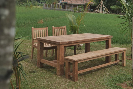 Teak Gartentisch Mammut 200cm + 2 Beaufort Stühle + Bank
