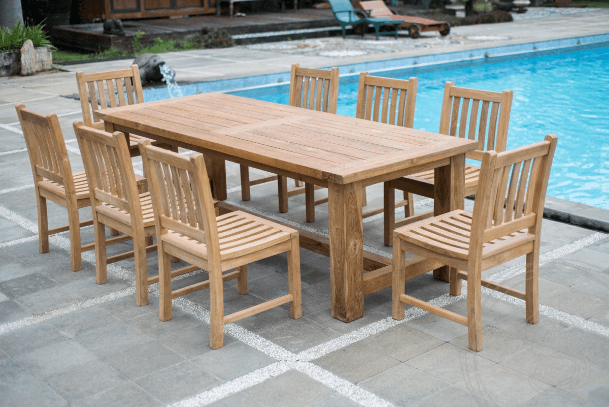 Teak Gartentisch Mammut 250 + 8 Beaufort Stühle ohne Armlehne
