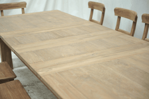 Teak Tisch Ausziehbar 200-250-300x100 + 12 Stühle
