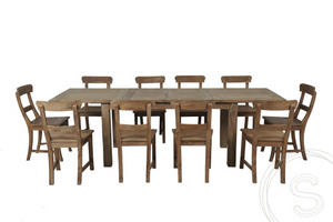 Teak Tisch Ausziehbar 160-210-260x90 + 10 Stühle
