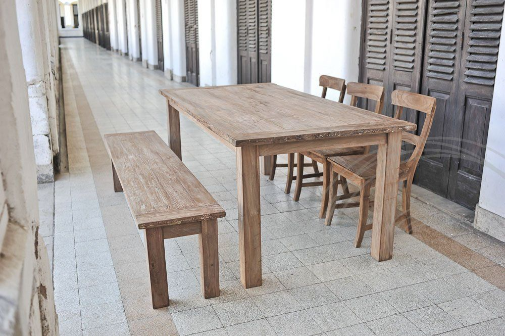 Teakholz Bank 240cm Rustikal