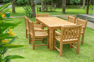 Teak Gartentisch 180 x 90 + 6 Gartenstühle Elephant