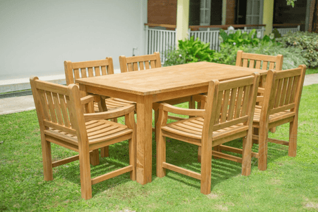 Teak Gartentisch 180 x 90 + 6 Gartenstühle Elephant