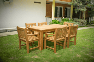 Teak Gartentisch 180 x 90 + 6 Gartenstühle Elephant