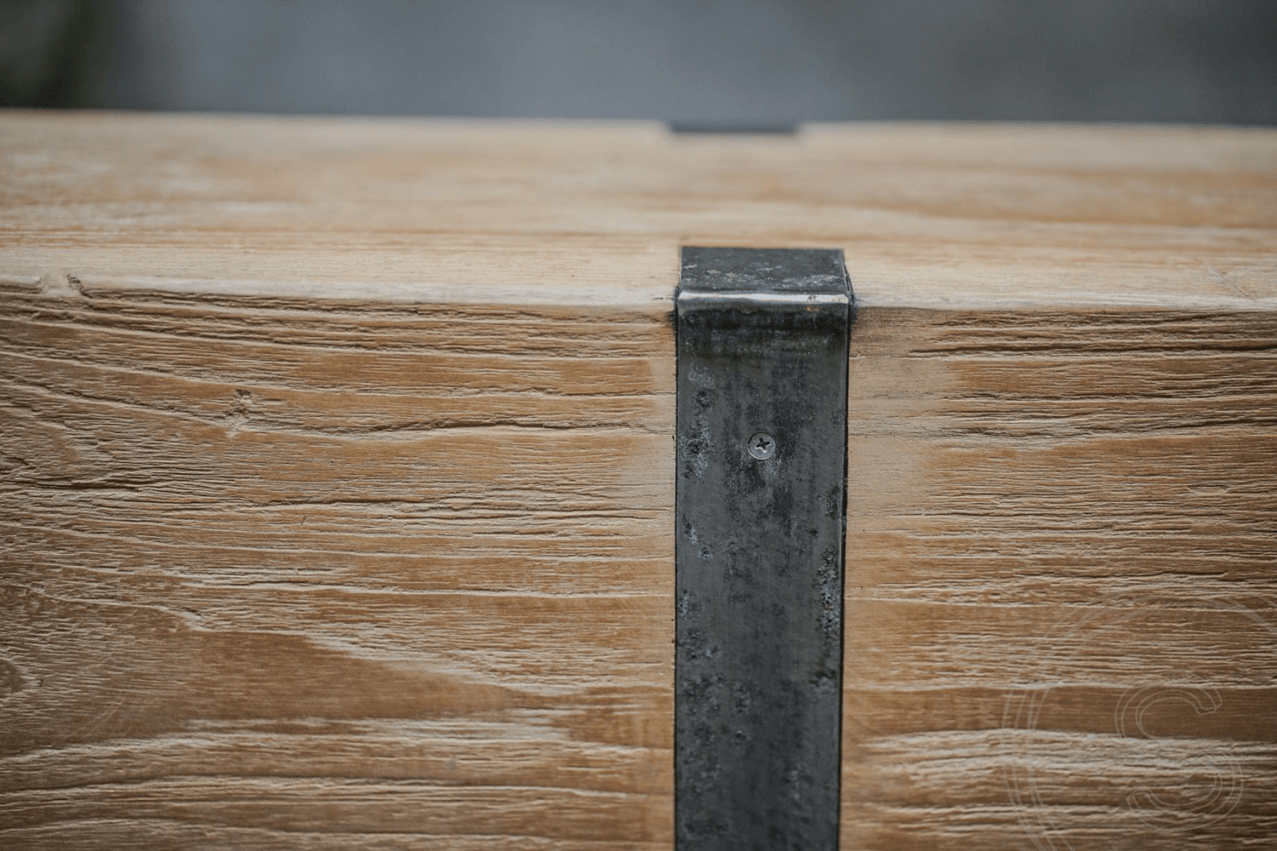 Teak balk bank met staal 265cm - Souren Meubels