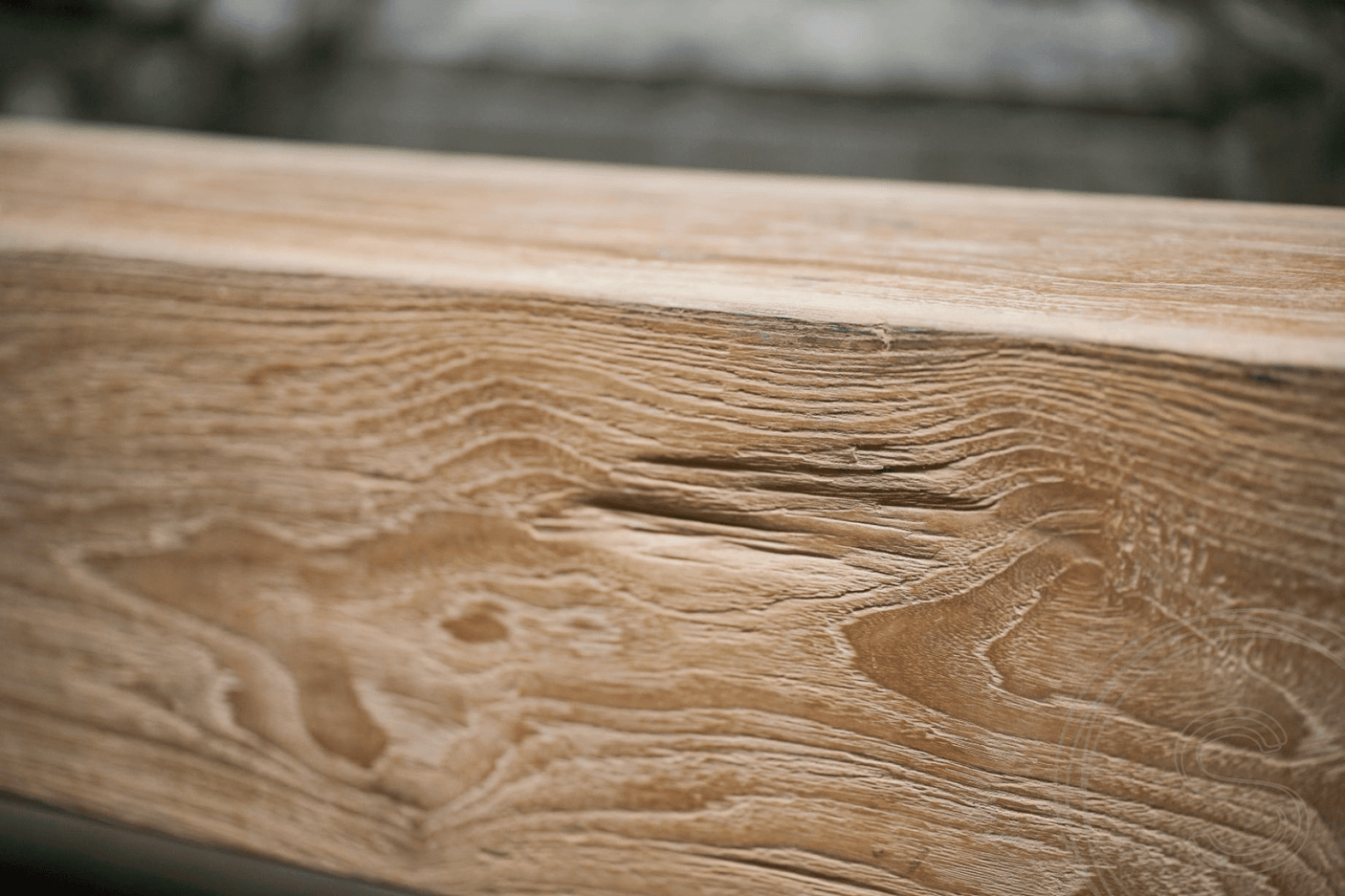 Teak balk bank met staal 265cm - Souren Meubels
