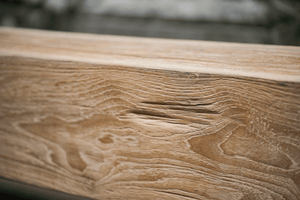 Teak balk bank met staal 265cm - Souren Meubels