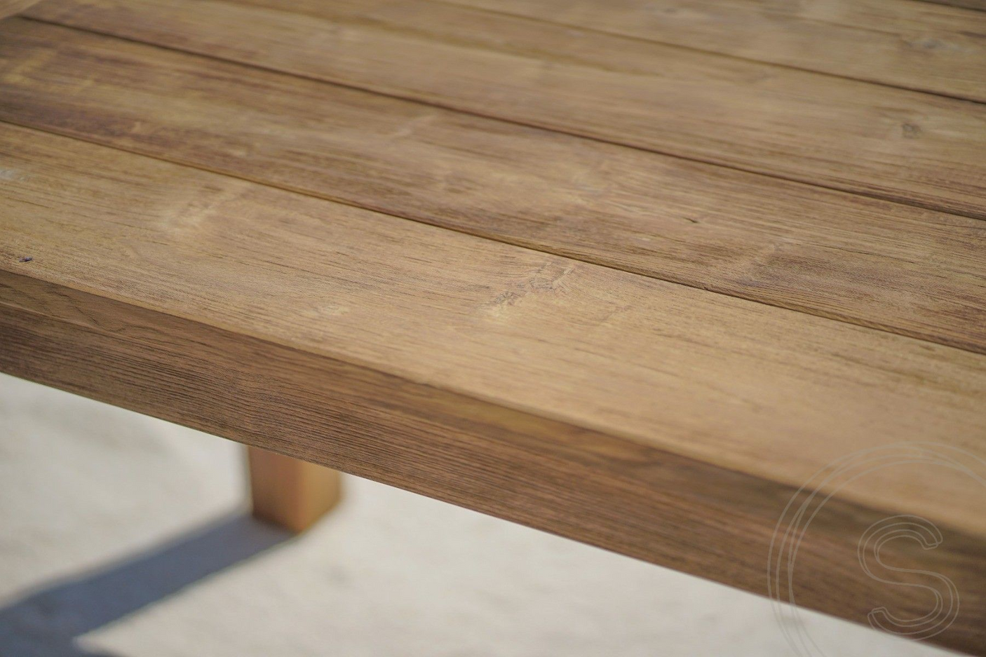 Teak Gartentisch 200 x 100 + 6 Gartenstühle Stacking