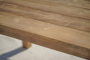 Teak Gartentisch 200 x 100 + 6 Gartenstühle Stacking