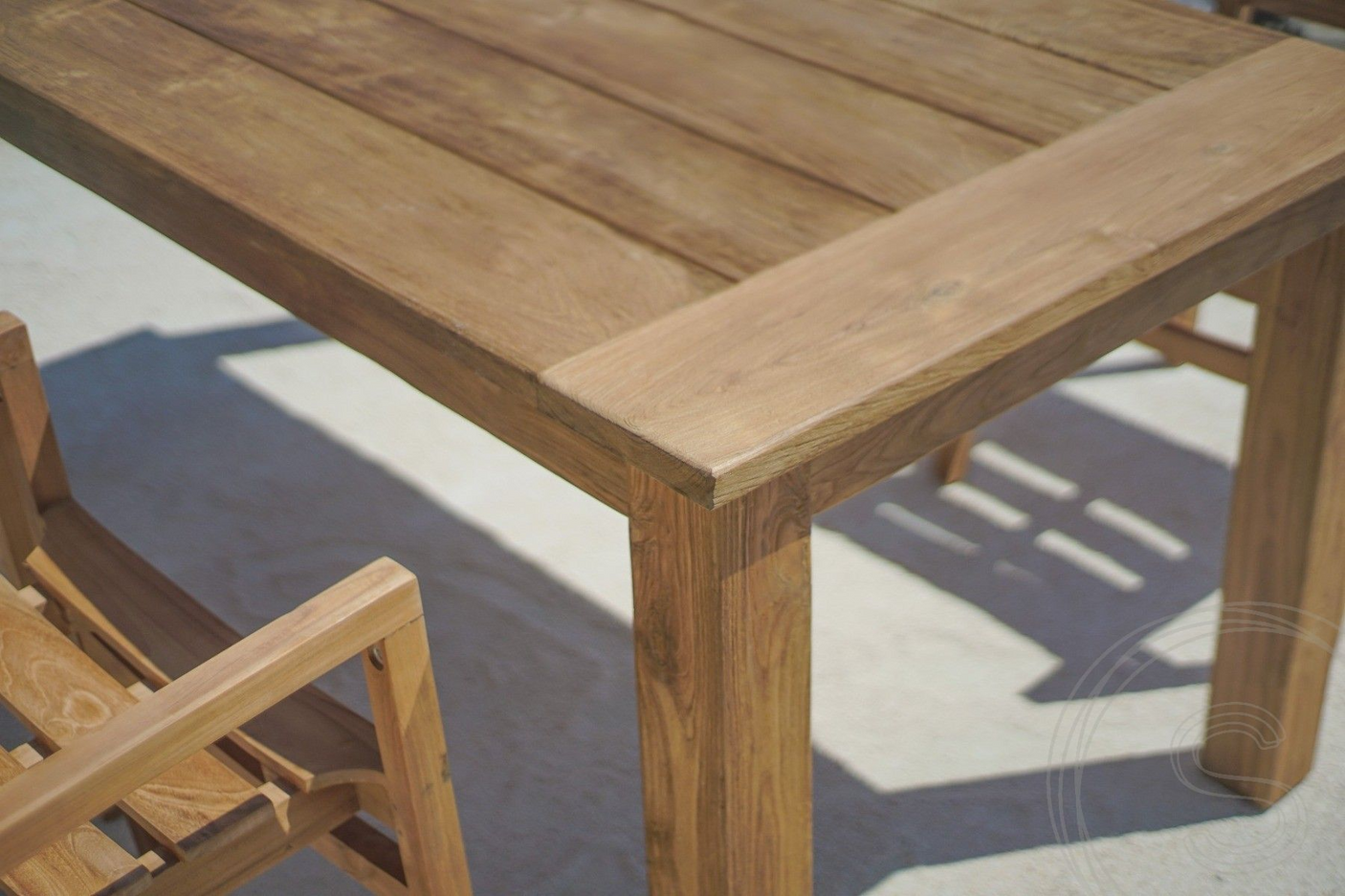 Teak Gartentisch 200 x 100 + 6 Gartenstühle Stacking