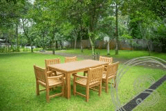 Teak Gartentisch 200 x 100 + 6 Gartenstühle Elephant