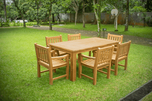 Teak Gartentisch 200 x 100 + 6 Gartenstühle Elephant