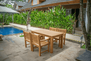 Teak Gartentisch 160 x 90 + 4 Gartenstühle Elephant