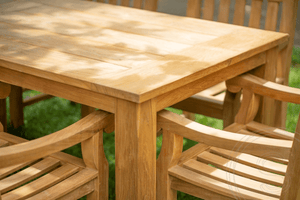 Teak Gartentisch 240 x 100 + 8 Gartenstühle Elephant
