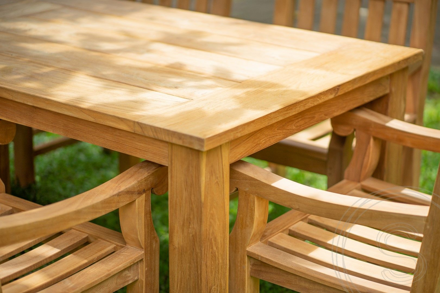 Teak Gartentisch 300 x 100 + 10 Gartenstühle Elephant