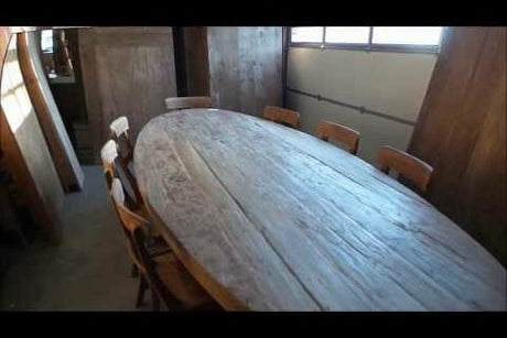 Teak Tisch oval 300x120cm Rustikal