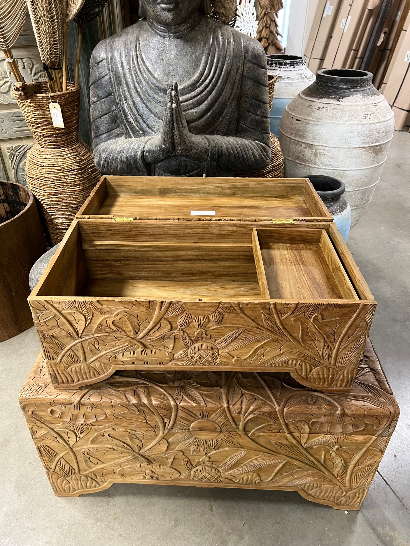 Teak-Blumentruhe M - 80x40x39cm