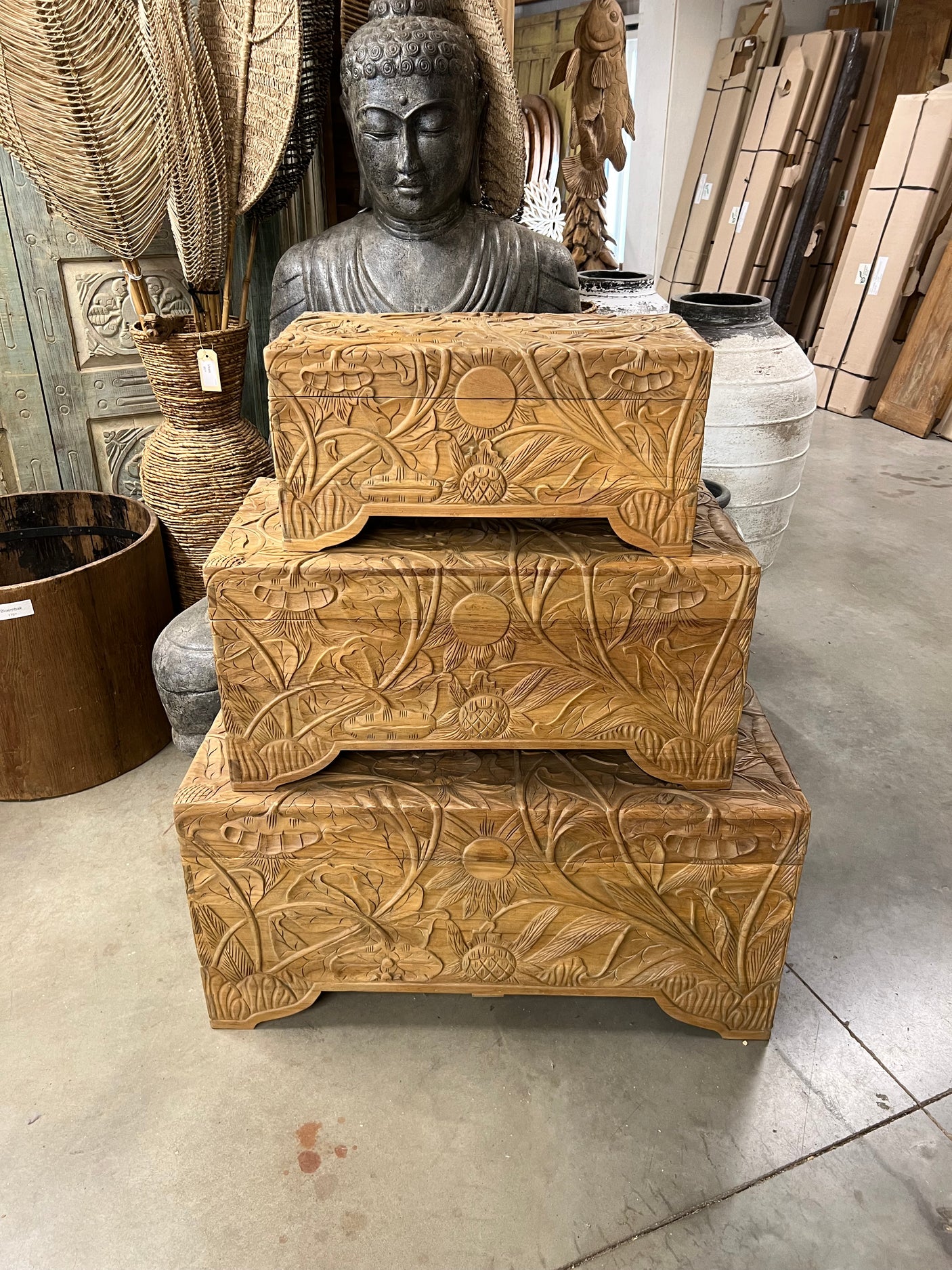 Teak-Blumentruhe S - 60x30x29cm