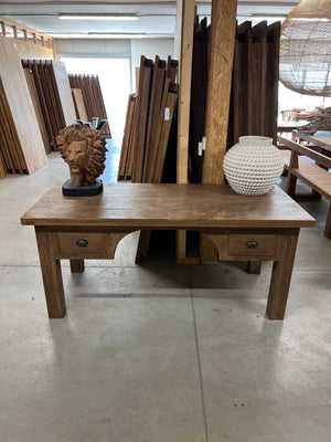 Teak-Schreibtisch mit Schubladen Altholz - 180x90x80cm