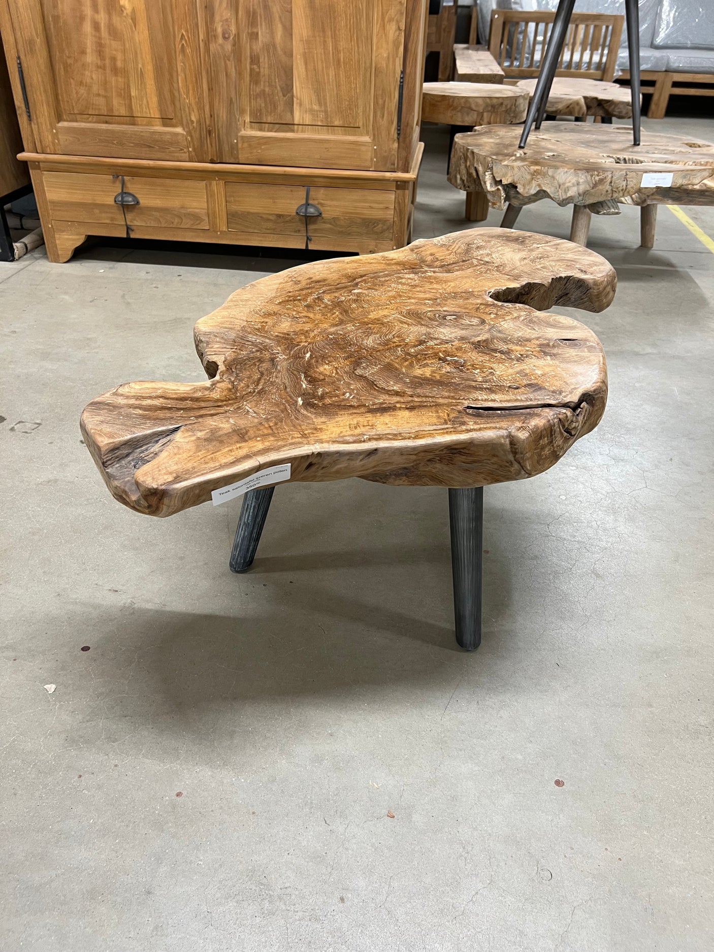 Teak-Wurzel-Couchtisch Stahlbein - 105x60x40cm