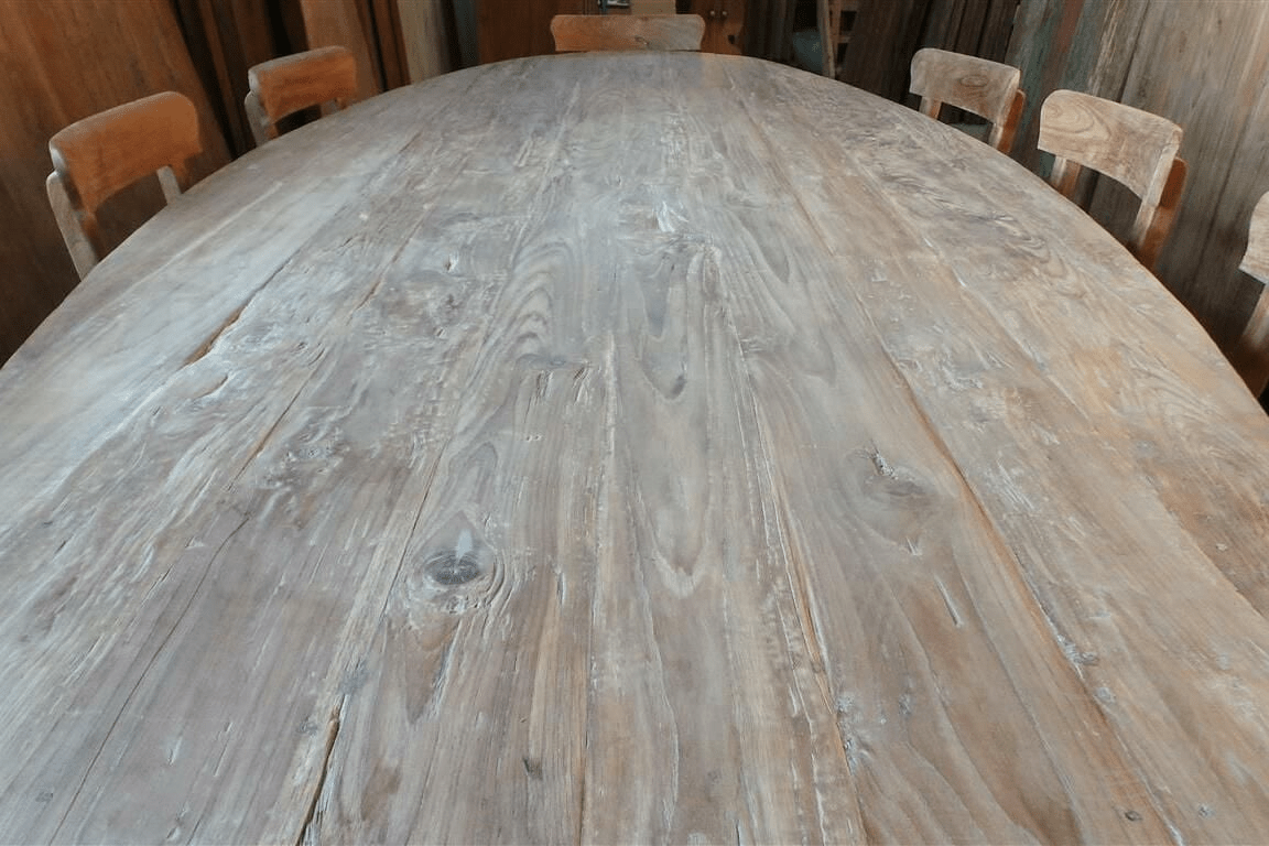 Teak Tisch oval 300x120cm + 8 Stühle