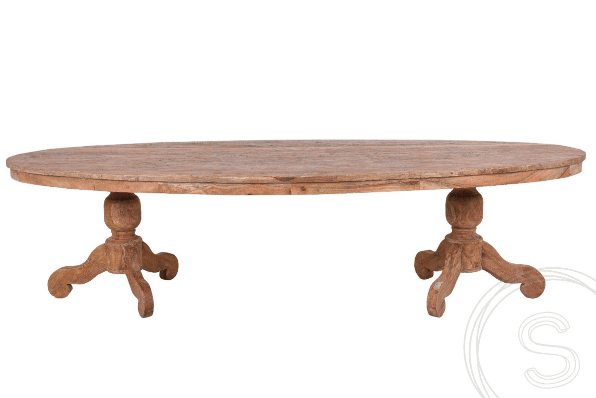 Teak Tisch oval 300x120cm + 8 Stühle