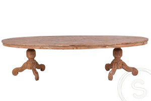 Teak Tisch oval 300x120cm + 8 Stühle