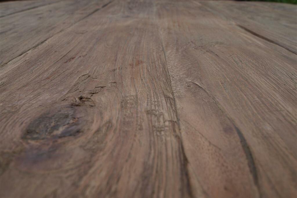 Teak tafel rond 120cm oud hout - Souren Meubels