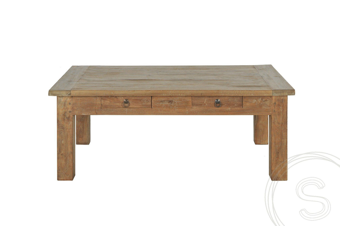 Teak Couchtisch Schubladen 110 x 70 Rustikal