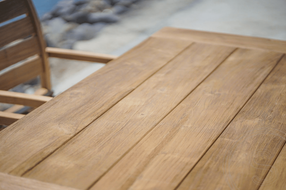 Teak Gartentisch 160 x 90 + 4 Gartenstühle Stacking
