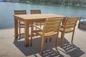 Teak Gartentisch 160 x 90 + 4 Gartenstühle Stacking
