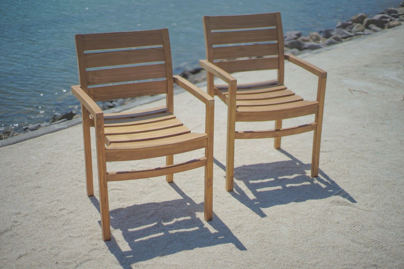 Teak Gartentisch 240 x 100 + 8 Gartenstühle Stacking
