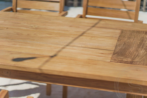 Teak Gartentisch 300 x 100 + 10 Gartenstühle Stacking