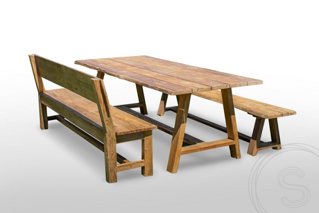 Teak Gartentisch Java 220 x 100 + Teak Gartenbank Java 220 + Teakholz Bank 200 Sandaran
